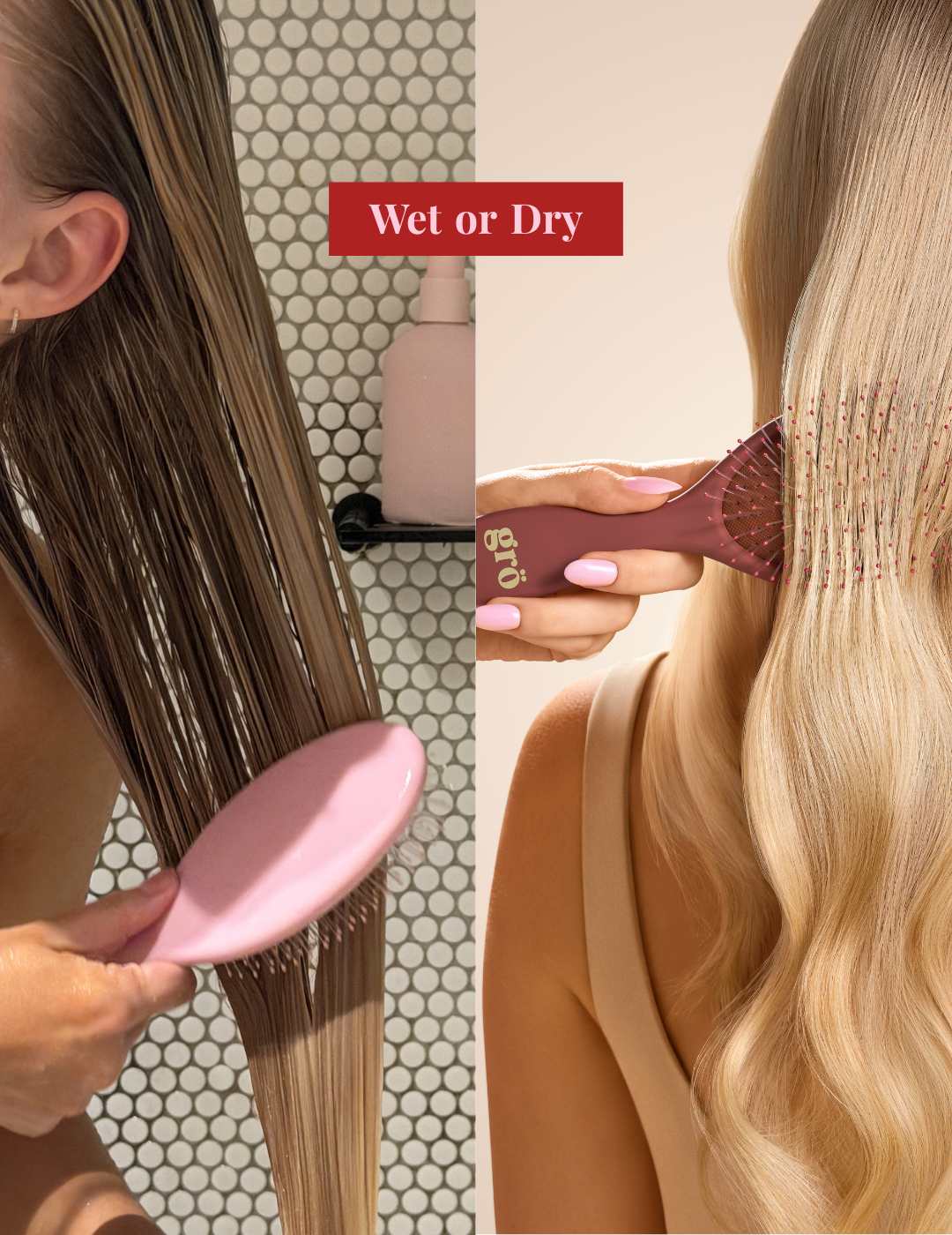 The Pink Milk Gro Brush - Gentle Everyday Detangling Brush